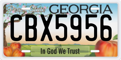 GA license plate CBX5956