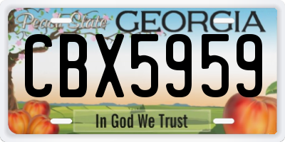 GA license plate CBX5959