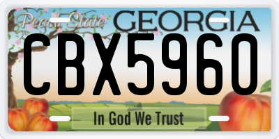 GA license plate CBX5960