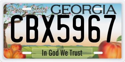 GA license plate CBX5967