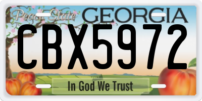 GA license plate CBX5972
