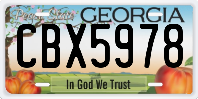 GA license plate CBX5978
