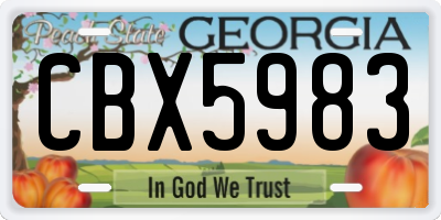 GA license plate CBX5983