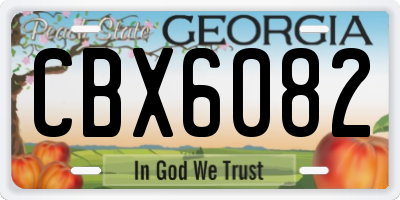 GA license plate CBX6082