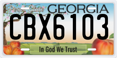 GA license plate CBX6103