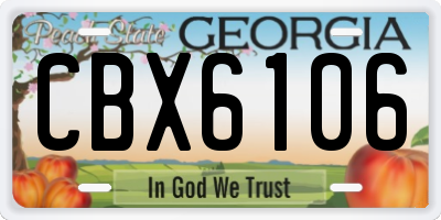 GA license plate CBX6106