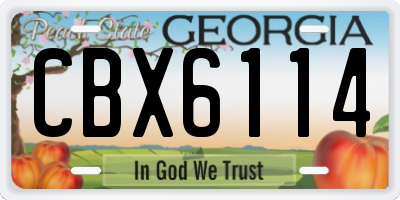 GA license plate CBX6114