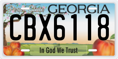GA license plate CBX6118