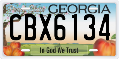 GA license plate CBX6134
