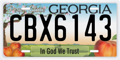 GA license plate CBX6143