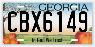 GA license plate CBX6149