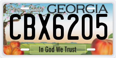 GA license plate CBX6205