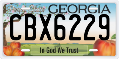 GA license plate CBX6229