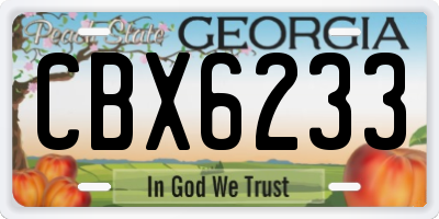 GA license plate CBX6233