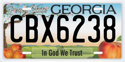 GA license plate CBX6238