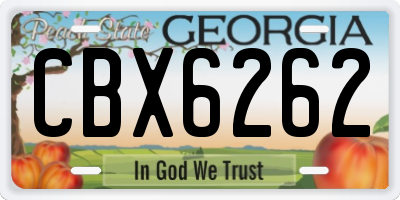 GA license plate CBX6262