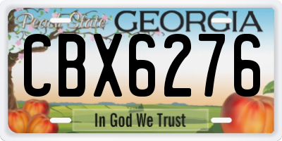 GA license plate CBX6276