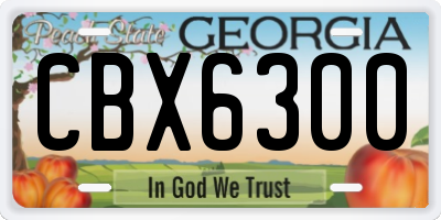 GA license plate CBX6300