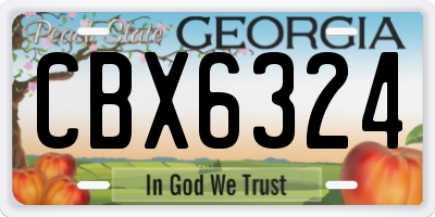 GA license plate CBX6324