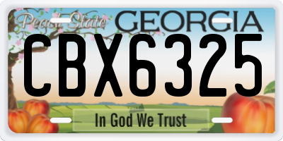 GA license plate CBX6325