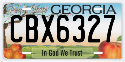 GA license plate CBX6327