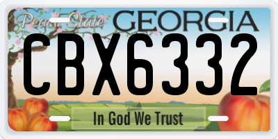 GA license plate CBX6332