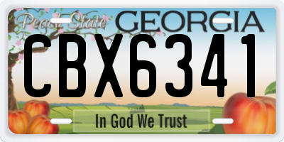 GA license plate CBX6341