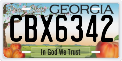 GA license plate CBX6342