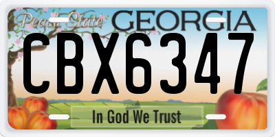 GA license plate CBX6347
