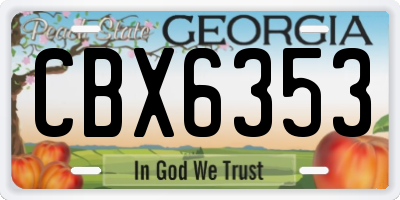 GA license plate CBX6353