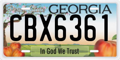 GA license plate CBX6361