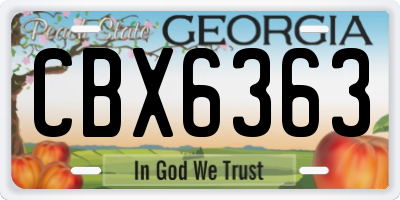 GA license plate CBX6363