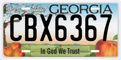 GA license plate CBX6367
