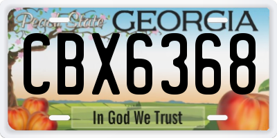 GA license plate CBX6368