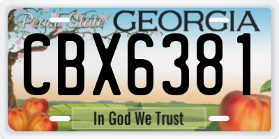GA license plate CBX6381