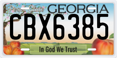 GA license plate CBX6385