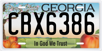 GA license plate CBX6386