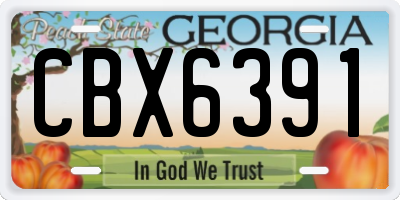 GA license plate CBX6391