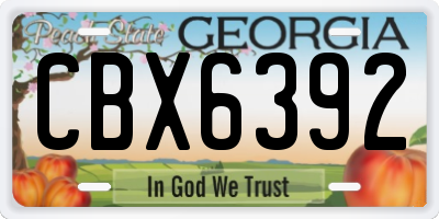 GA license plate CBX6392