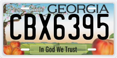 GA license plate CBX6395