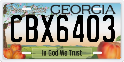 GA license plate CBX6403