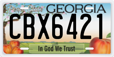 GA license plate CBX6421