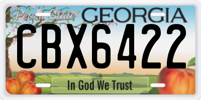 GA license plate CBX6422