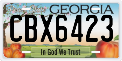 GA license plate CBX6423