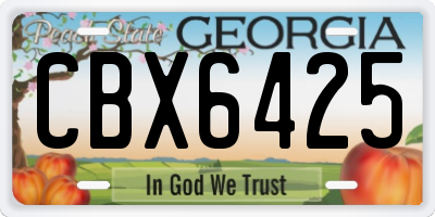 GA license plate CBX6425