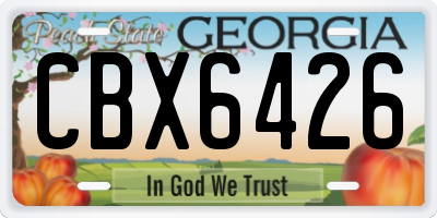 GA license plate CBX6426