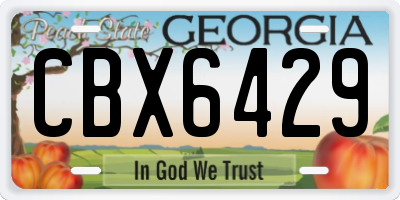 GA license plate CBX6429