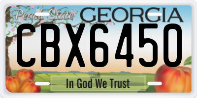 GA license plate CBX6450