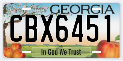 GA license plate CBX6451