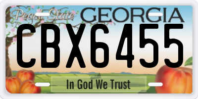 GA license plate CBX6455